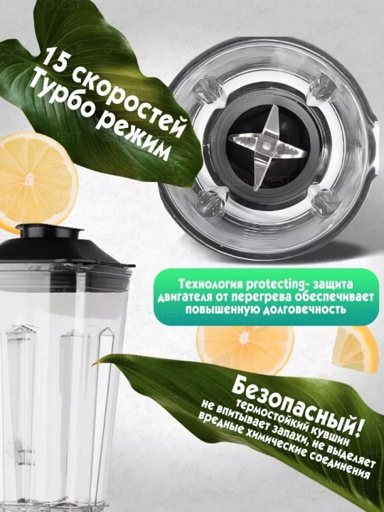 4800W statsionar blender, 10 tezlikda, 2800 ml hajmli idish + quruq tegirmon, qahva maydalagich