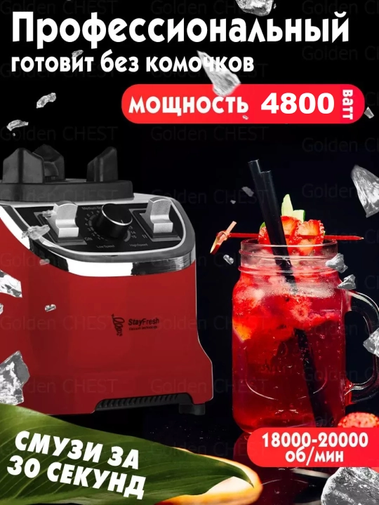 4800W statsionar blender, 10 tezlikda, 2800 ml hajmli idish + quruq tegirmon, qahva maydalagich
