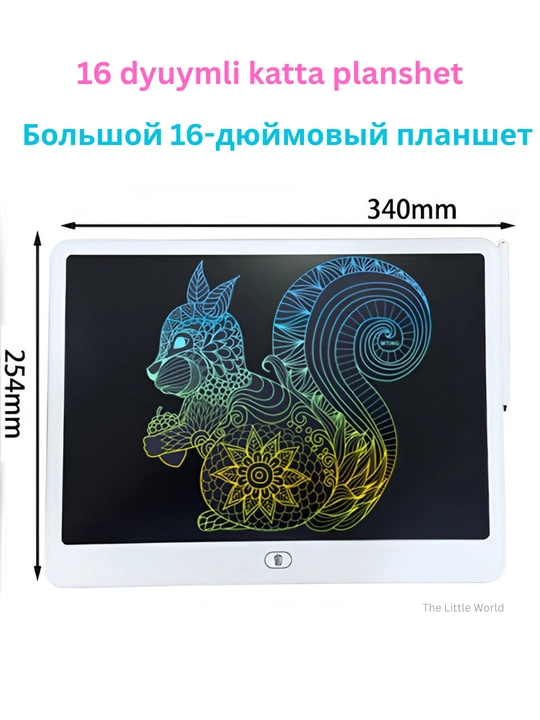Katta rangli LCD grafik planshet, elektron doska, yozish doskasi, 16
