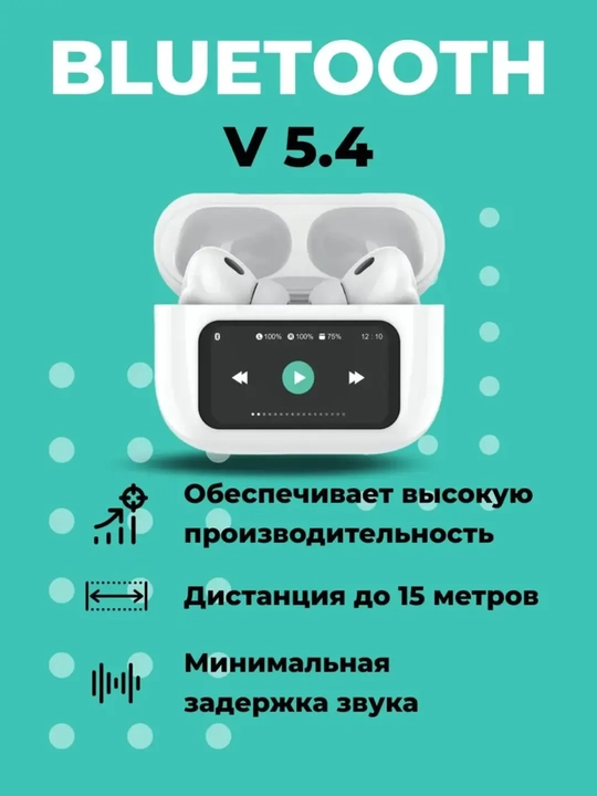 Simsiz quloqchinlar, displeyli, iPhone va Android Pods Pro 2 iOS uchun, sensorli ekrani