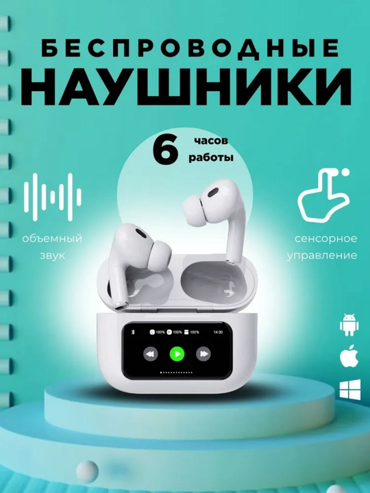 Simsiz quloqchinlar, displeyli, iPhone va Android Pods Pro 2 iOS uchun, sensorli ekrani