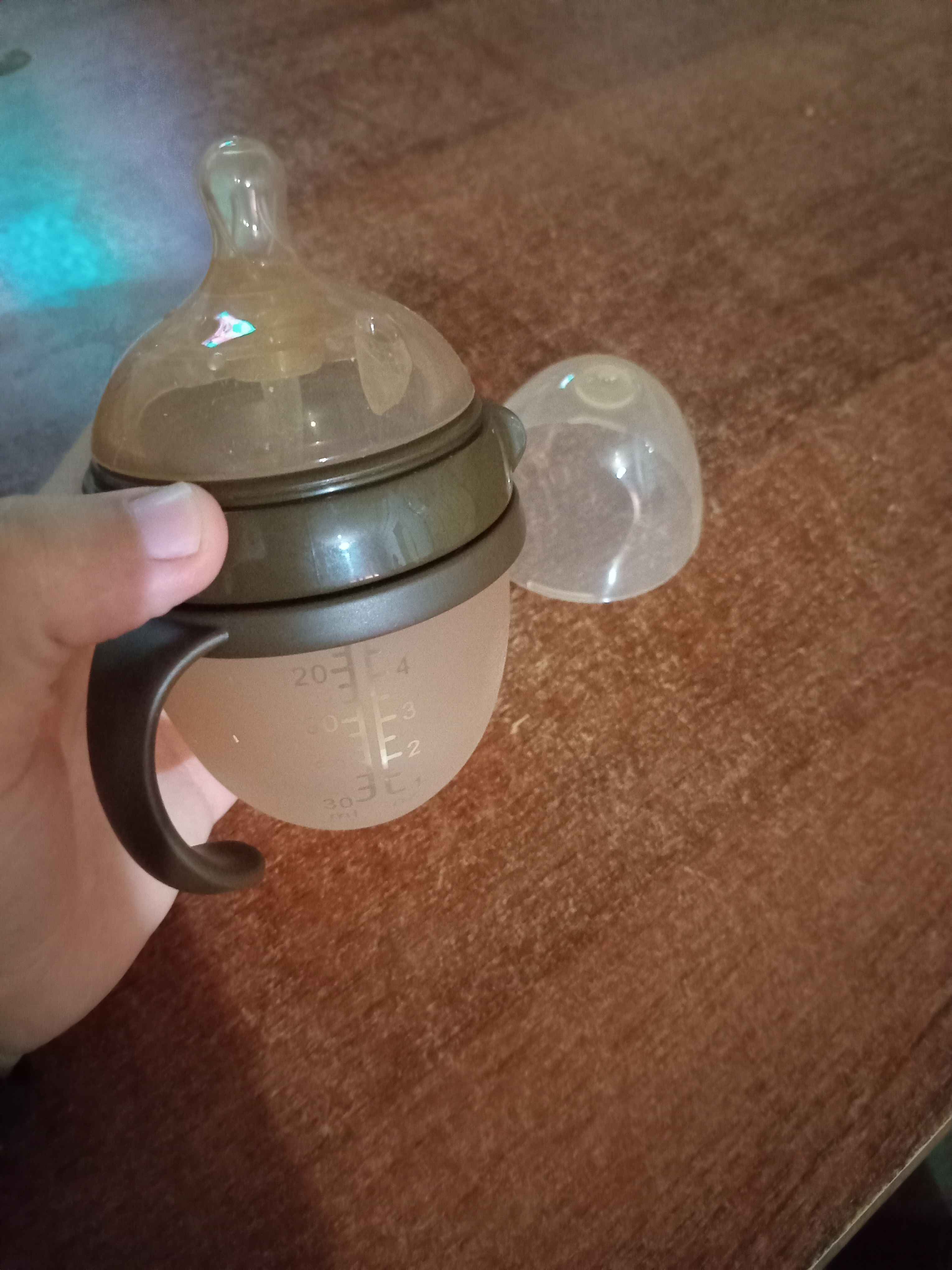 Детская бутылочка для кормления, с ручкой, силиконовая соска 150ML