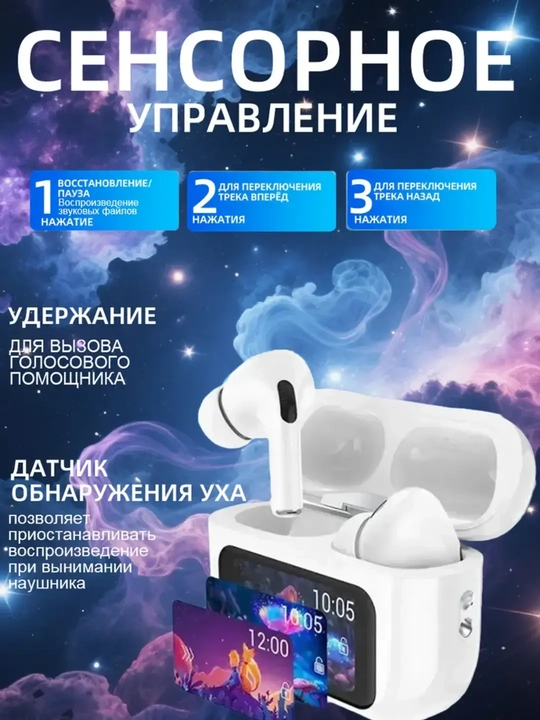 Simsiz quloqchinlar, displeyli, iPhone va Android Pods Pro 2 iOS uchun, sensorli ekrani