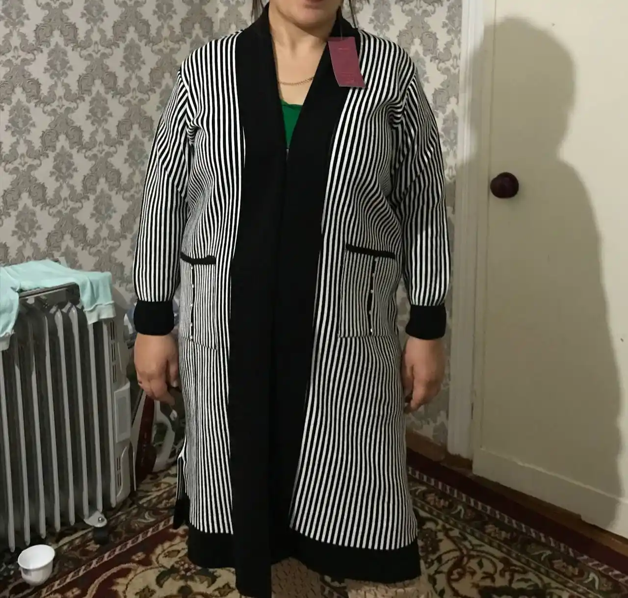 Ayol va qizlar uchun yo‘l-yo‘l dizayndagi uzun kardigan – 10 xil rangda NUS MAN