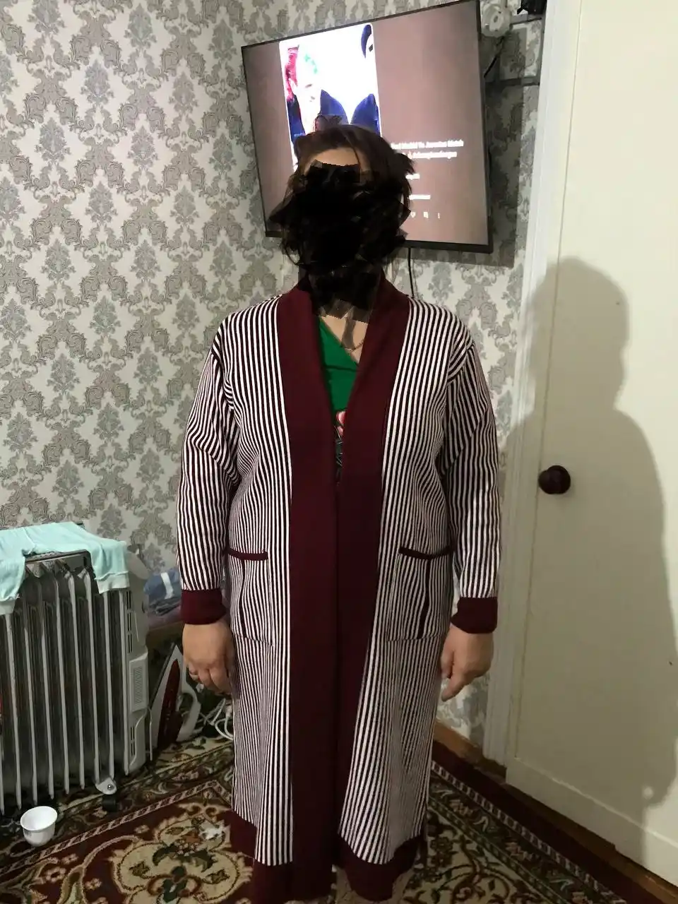 Ayol va qizlar uchun yo‘l-yo‘l dizayndagi uzun kardigan – 10 xil rangda NUS MAN