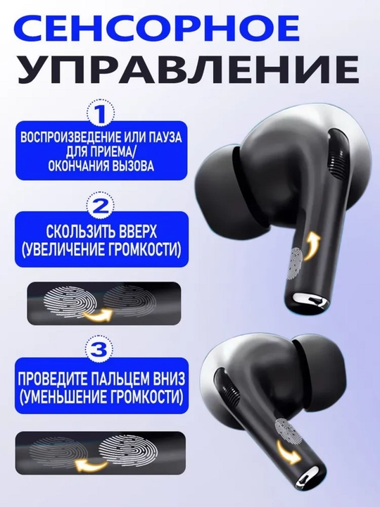 Simsiz quloqchinlar, displeyli, iPhone va Android Pods Pro 2 iOS uchun, sensorli ekrani