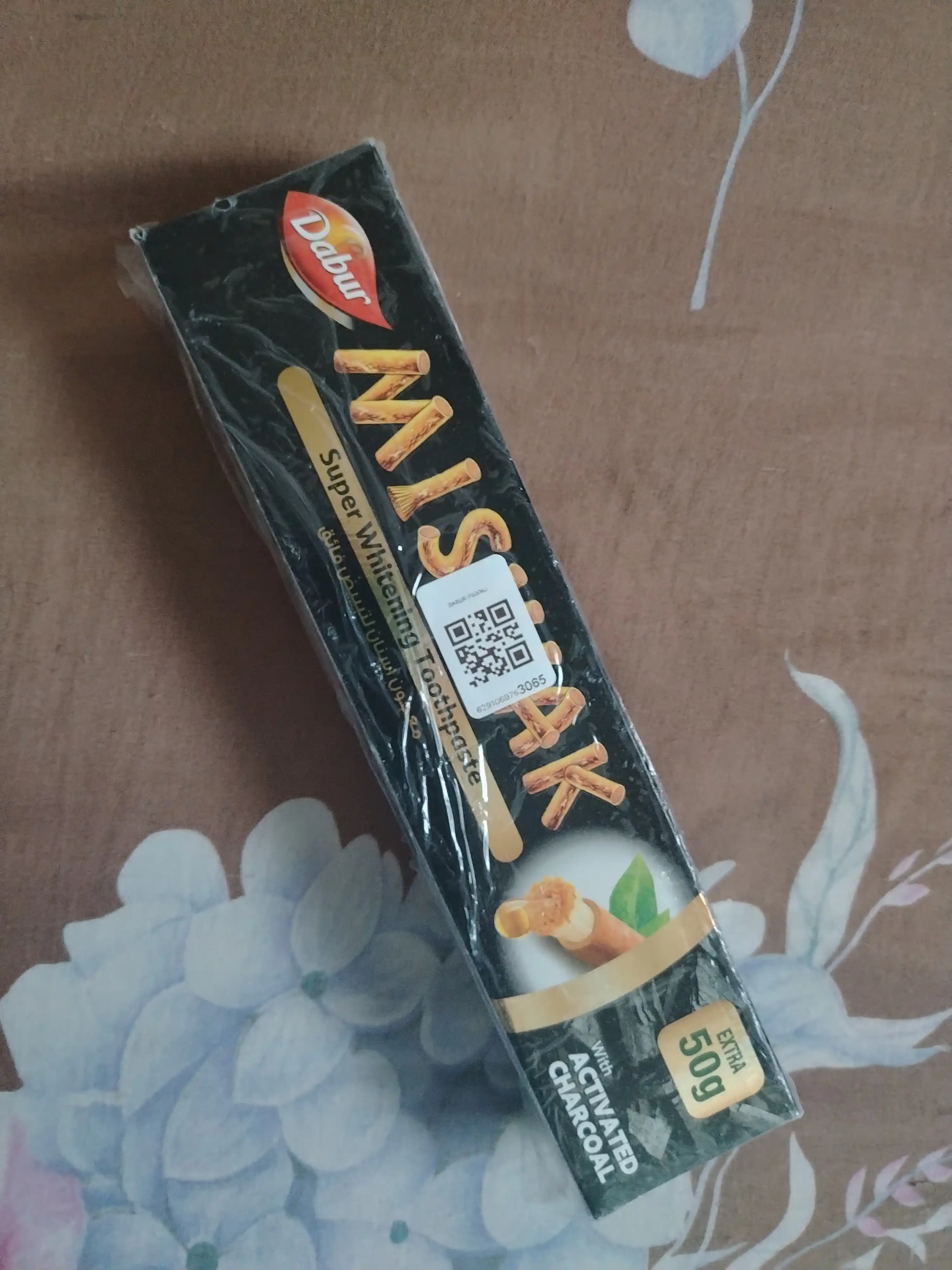 Tish pastasi Dabur Misvak va Faollashgan ko'mir, ftoridsiz, tabiiy, halol, 170 gr