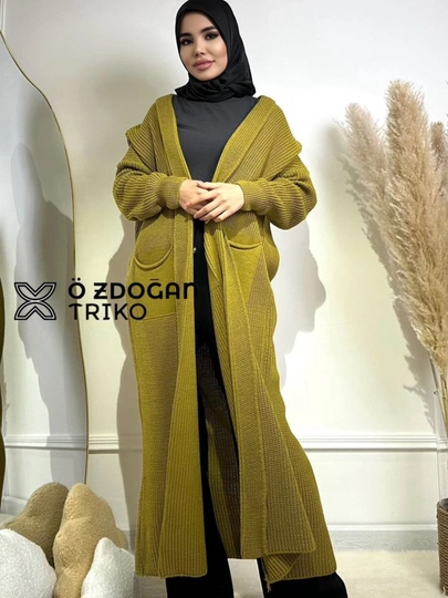 Женский трикотажный комплект “Soft Contrast” — кардиган — OZDUGAN-OZDOGANTRIKOKARDIGAN-ЗОЛХАКИ-Freesize