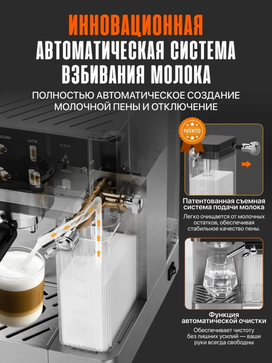 Кофемашина Sonifer с автоматическим капучинатором, давления 20 бар, мощность 1350 вт