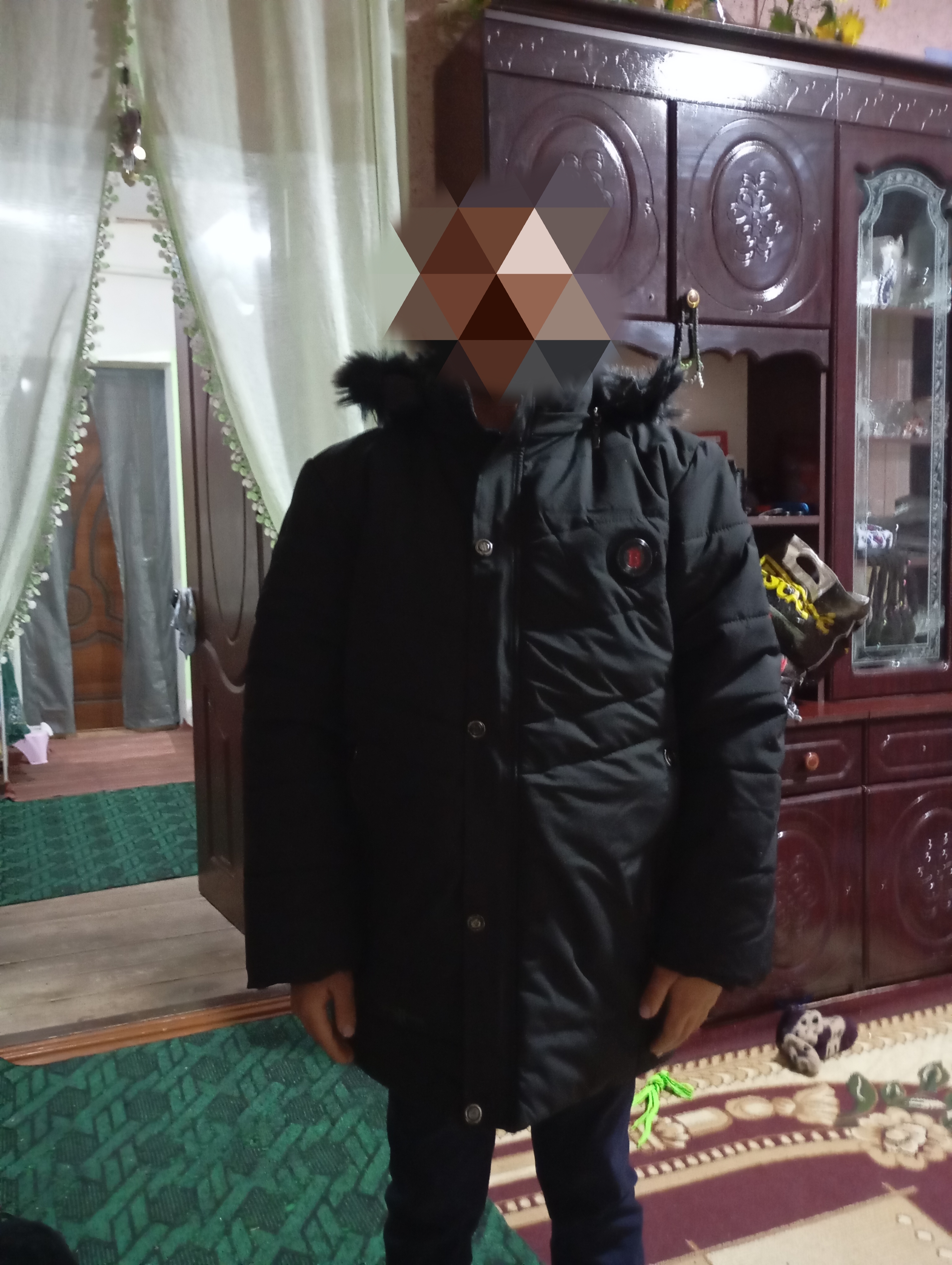Зимняя куртка для мальчиков с начесом, со съемным капюшоном, удлинённый прямой крой