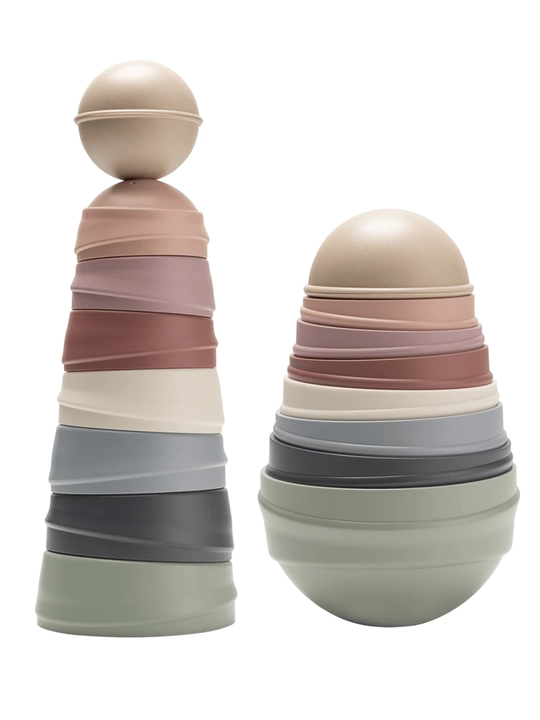 BIBS Wobbly Tower rivojlantiruvchi minorcha o‘yinchoq, Pastel & Bright Rainbow - 