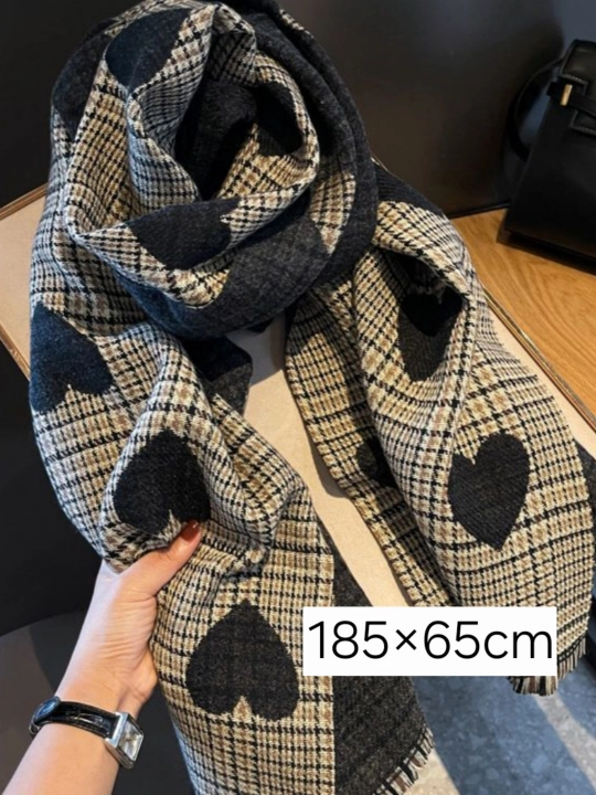 Katta sharf, 185×65 sm - ayollar va qizlar uchun,baxorgi sharf, yurakli dizayn