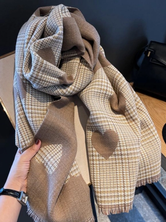 Katta sharf, 185×65 sm - ayollar va qizlar uchun,baxorgi sharf, yurakli dizayn