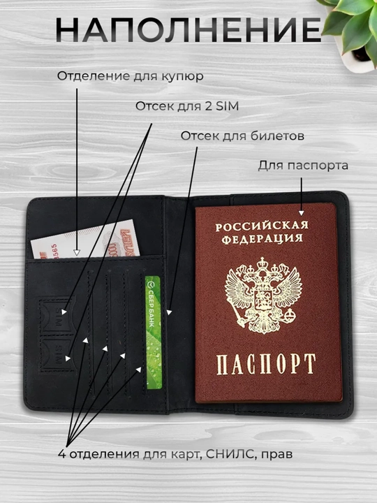 Чехол для пластиковых карт для загранпаспорта и удостоверения личности