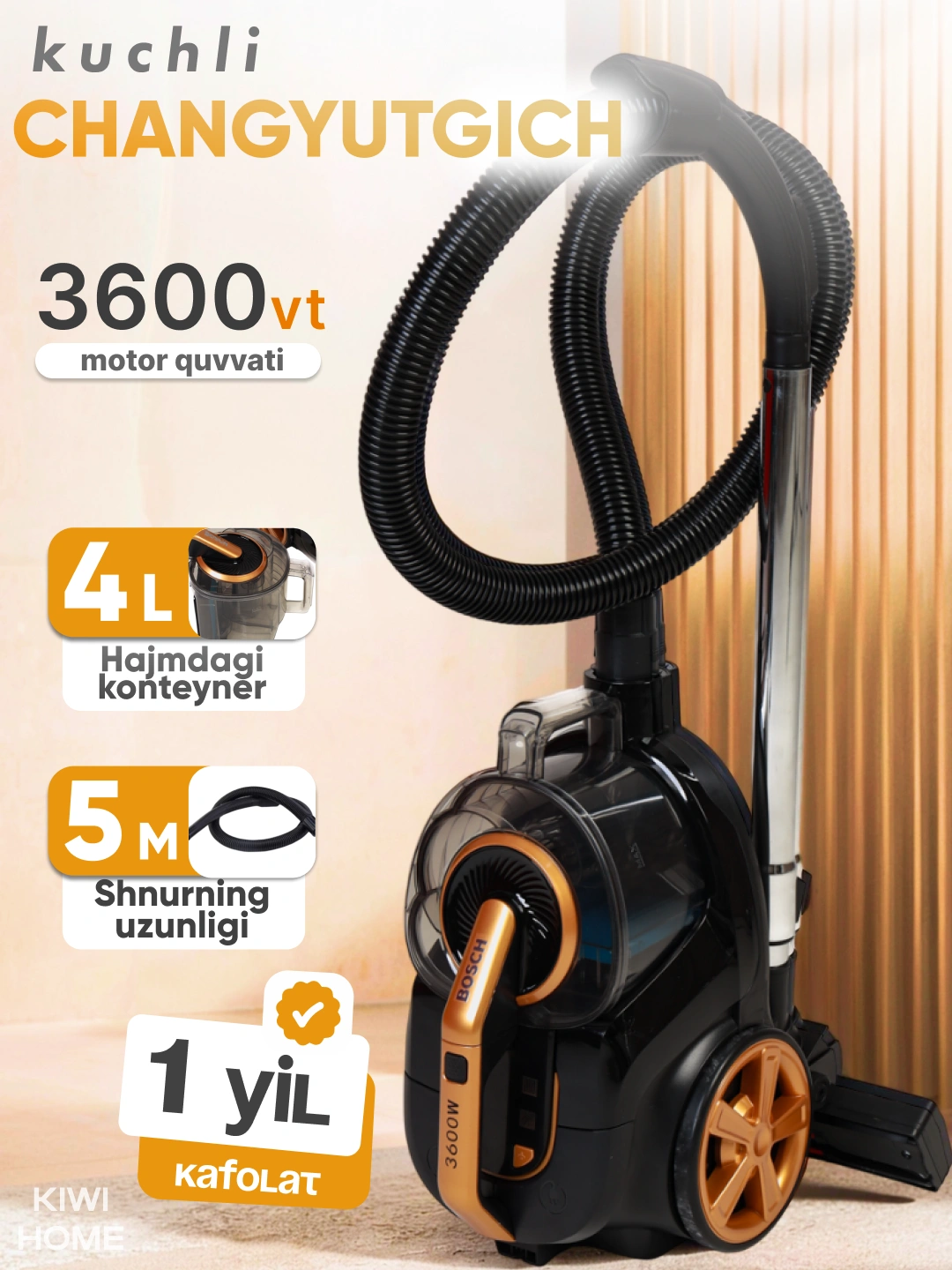 Пылесос BOSH мощный 3600W, инновационный циклонный, телескопической трубой, HEPA фильтр за 999000 сум со скидкой 33%. Uzum Market