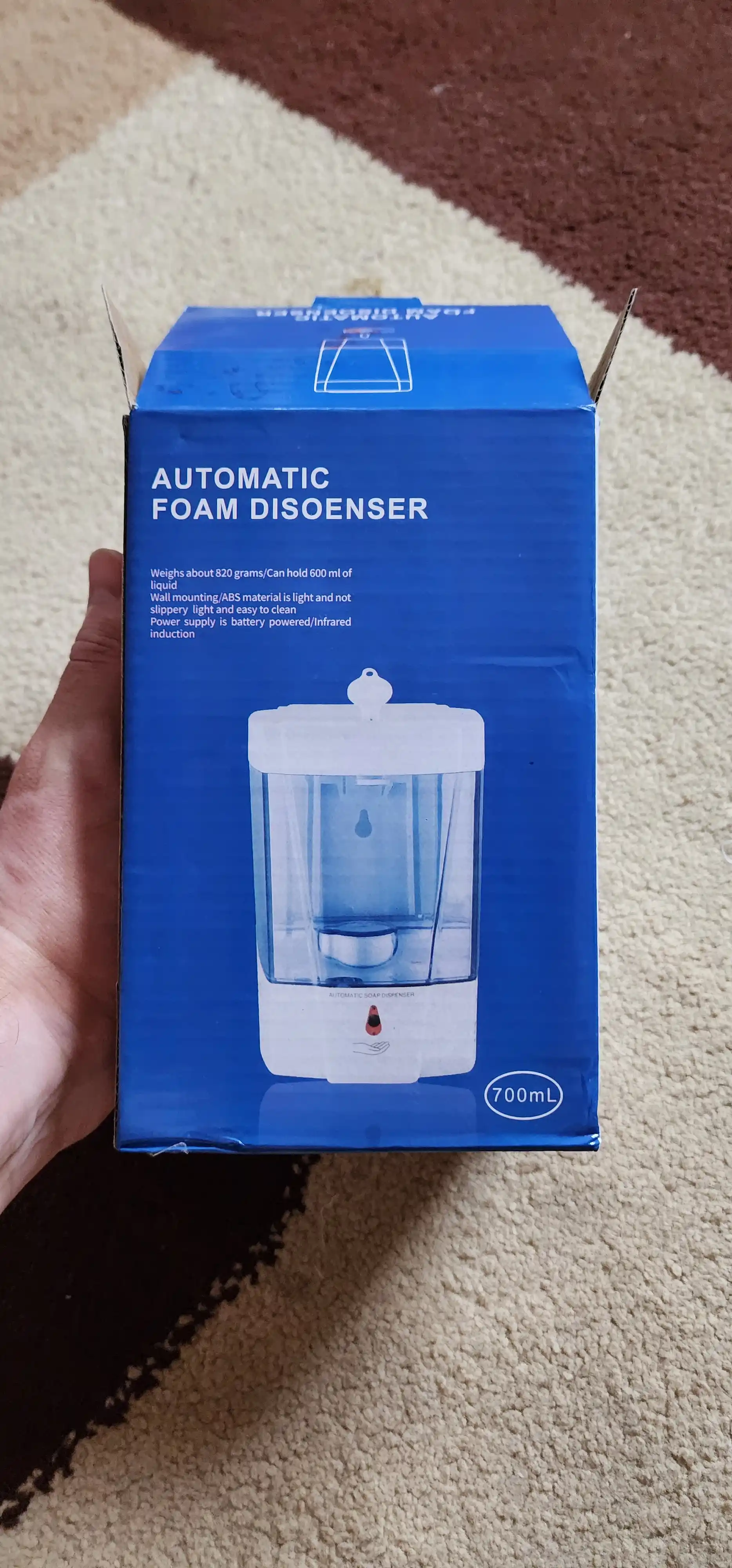 Suyuq sovun uchun sensorli avtomatik dispenser, devorga o'rnatilgan antiseptik dispenser