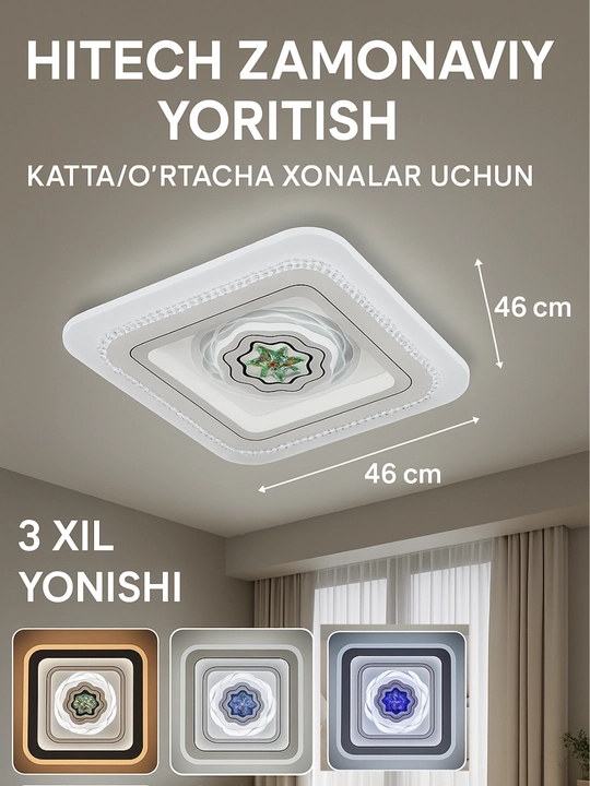 Yorug‘lik diodli qandillar, qandil-lampa,kvadrat, shift yoritgichi, yorug‘lik diodli lampa - 