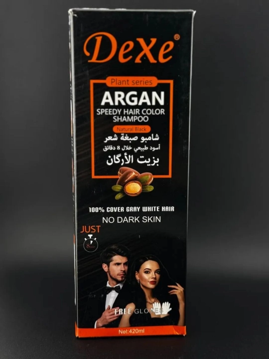 Tabiiy DeXe Argan Rich Color Shampoo oq sochlarga qarshi shampun. Qora 420ml