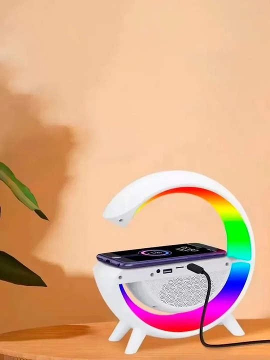 Умная колонка RGB, с будильником, светодиодный ночник, беспроводная зарядка для телефона - 