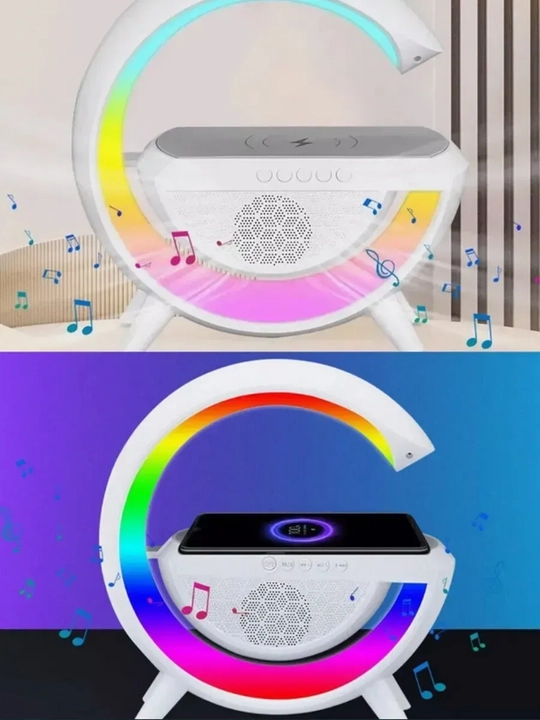 Tungi chiroq uyg'otkichli RGB aqlli kolonka va simsiz zaryadlovchi, LED tungi chiroq