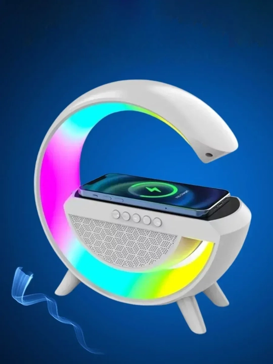 Умная колонка RGB, с будильником, светодиодный ночник, беспроводная зарядка для телефона