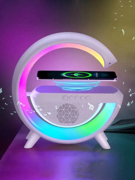 Умная колонка RGB, с будильником, светодиодный ночник, беспроводная зарядка для телефона