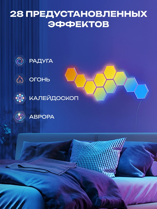 Govee H6061 Glide Hexa Light Panels 10 dona devor chiroqlari to‘plami, RGB yoritish