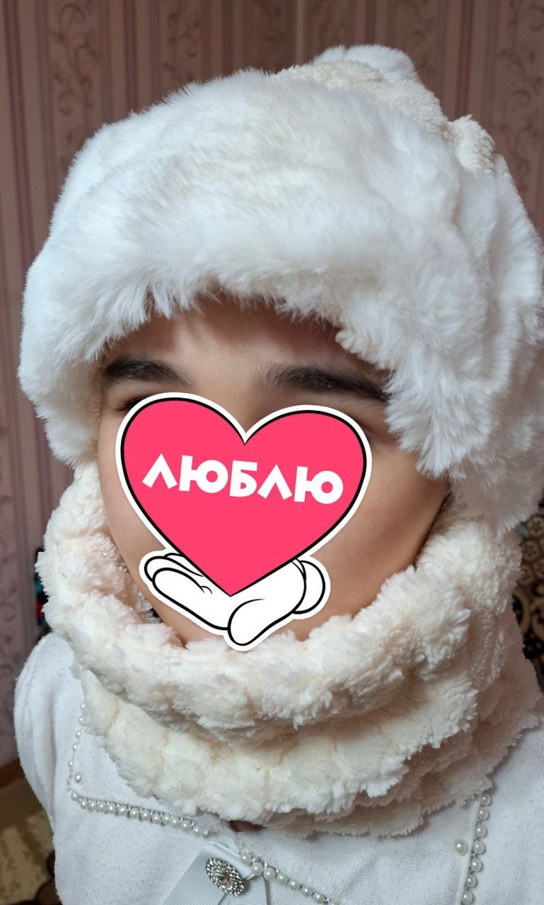 O‘smir qizlar uchun flis mo‘ynali shapka-sharf-kapushon – 3 tasi 1 da qishki bosh kiyim