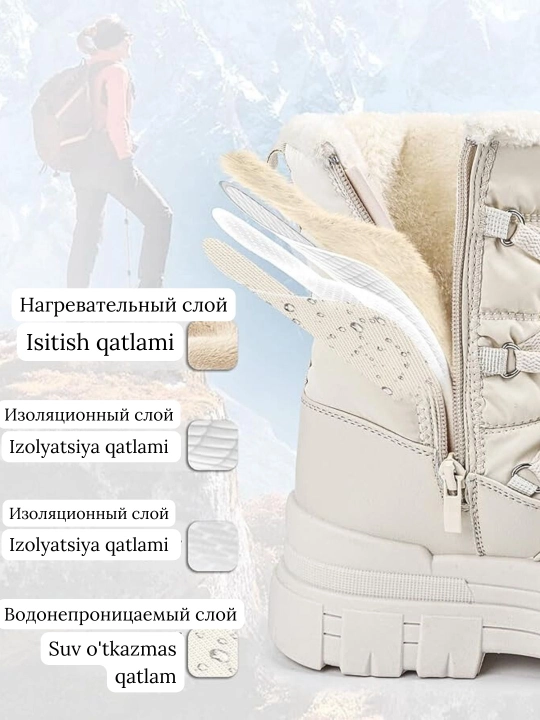 Зимние тёплые сапоги для женщин и девочек, меховые, водонепроницаемые, маломерят на размер