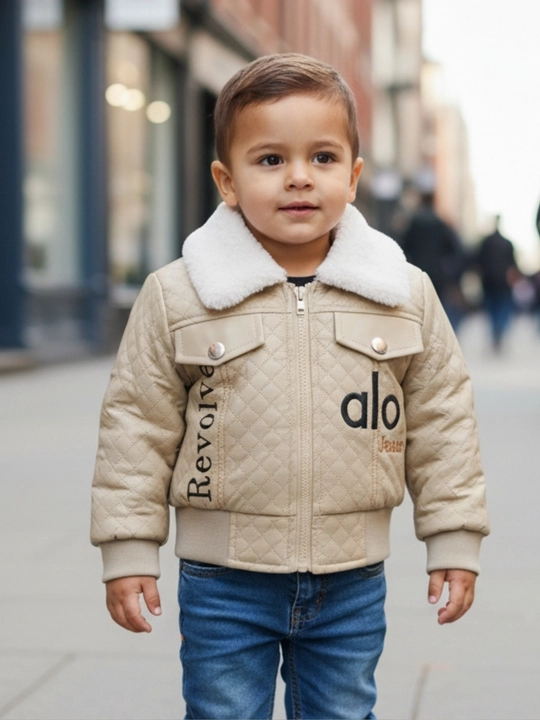Bolalar uchun issiq quilted kurtka Jeans dizaynli yumshoq mex yoqali qishkuz mavsumi uchun - 