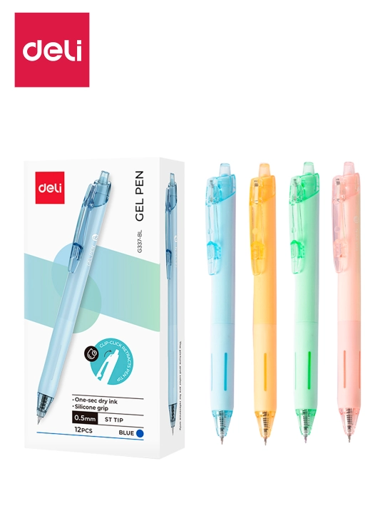 Ручка гелевая 1/3/6/12 шт ассорти 0,5 мм EG337-BL (сн) Deli, 337-BL-EG - 