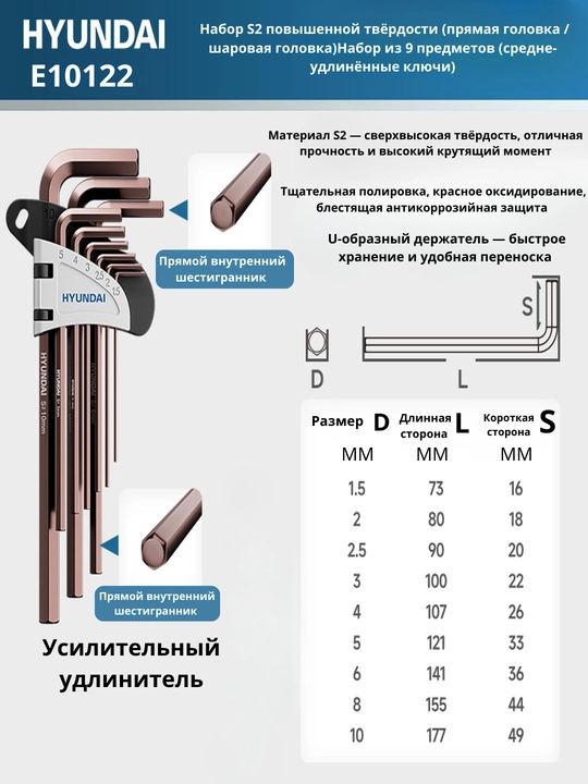 Универсальный набор S2 ключей 9/18 шт HYUNDAI - 