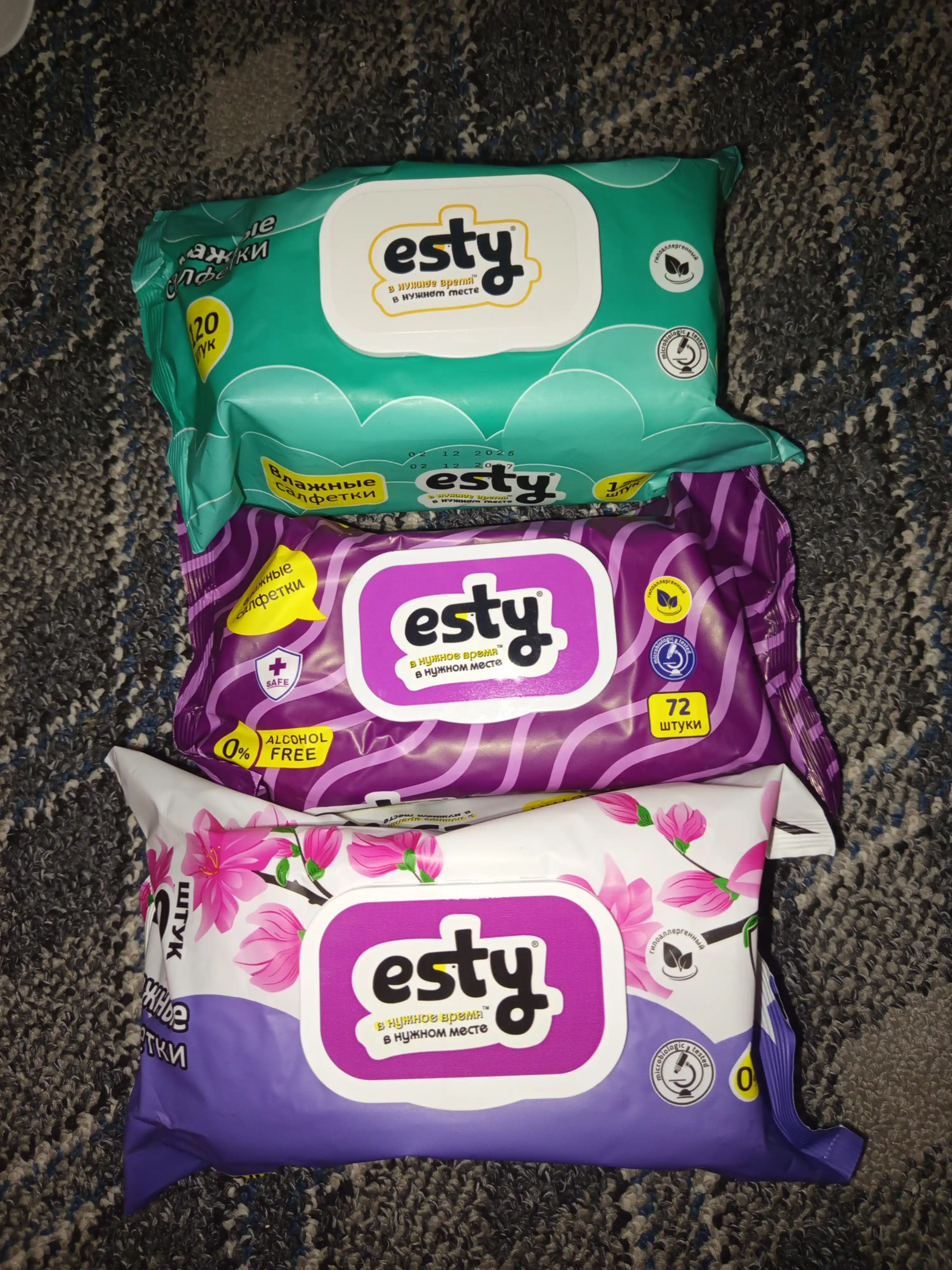 Nam salfetkalar Esty, 72 dona