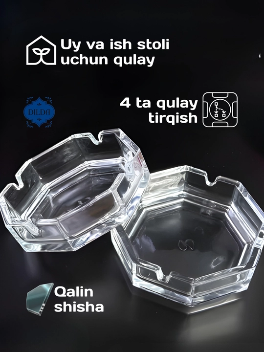 Стеклянные пепельницы — круглые, квадратные и многогранные модели, набор 1–2 штуки