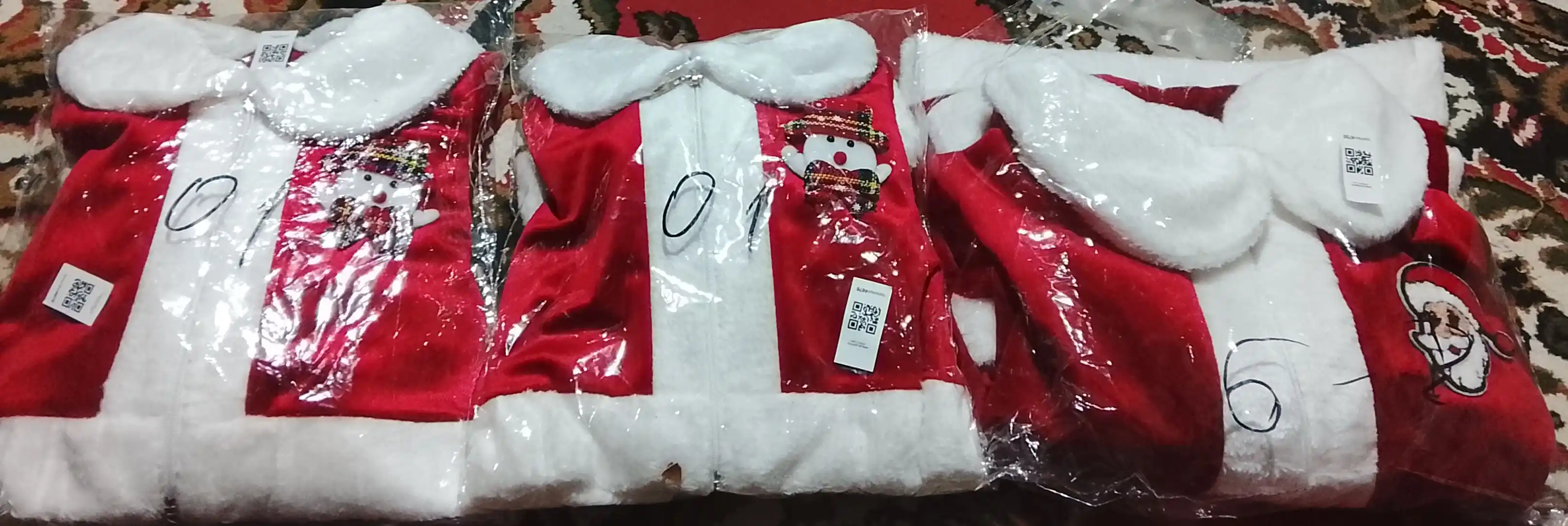 O'g'il va qiz bolalar uchun yangi yil karnaval Qorbobo kostyumi Santa klaus kiyimi