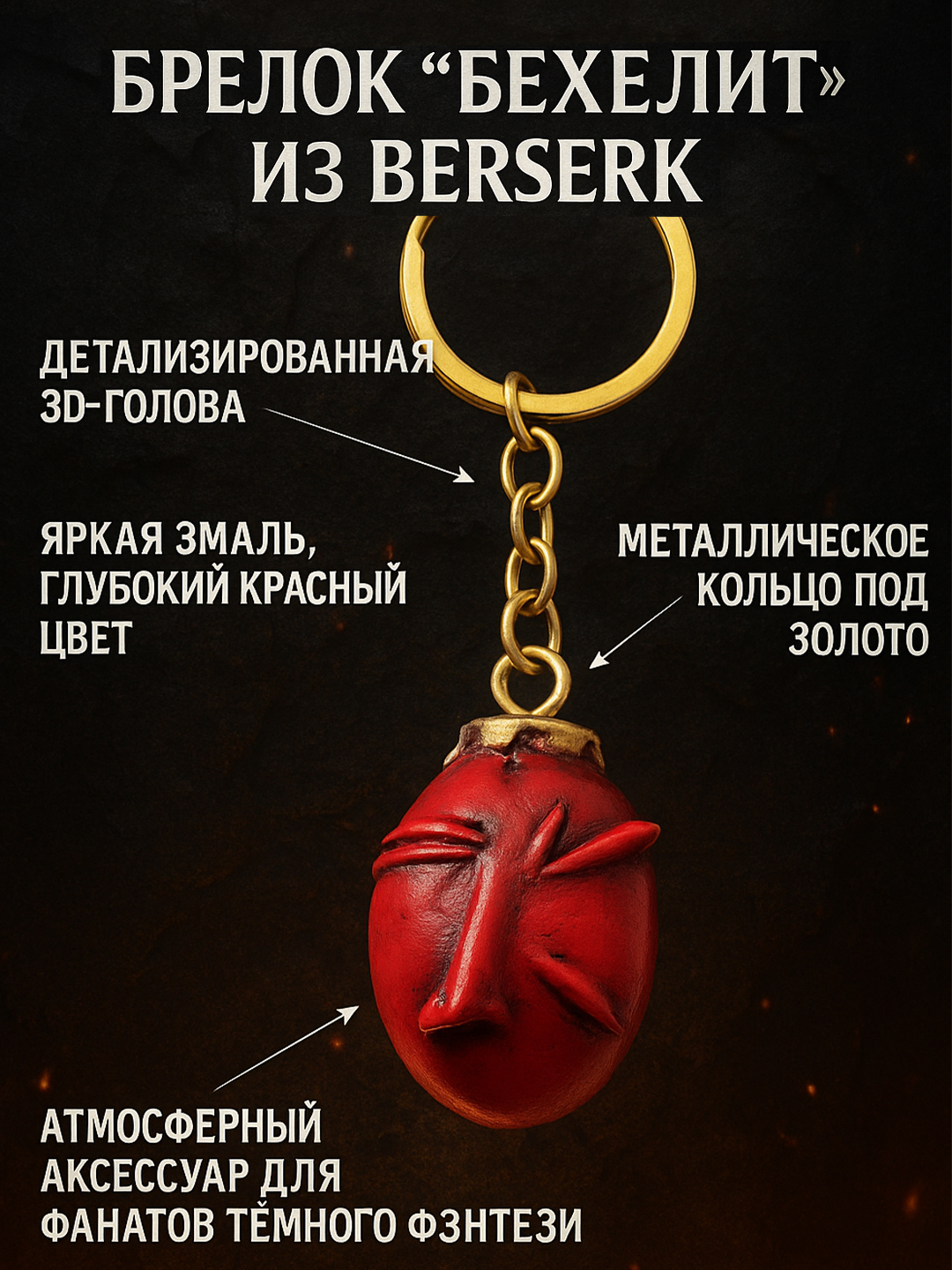Брелок по аниме Берсерк, Berserk, Ванпис, One Piece, на сумку, рюкзак, ключи - 