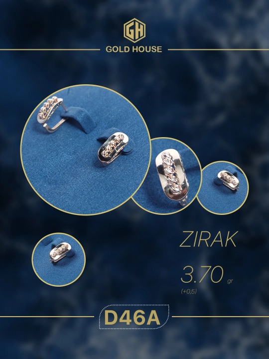 GOLD HOUSE Ayollar uchun oltin komplekti D39A (uzuk va sirg‘alar), 16–20 o‘lcham, 5.7 g