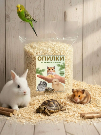Опилки для грызунов птиц черепах и Хомяков, морских свинок. 300гр