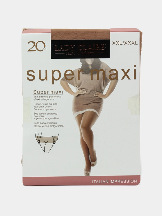 Капроновые матовые колготки большого размера  SUPERMAXI Lady Claire - 