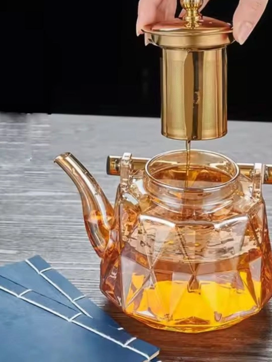 Issiqlikka chidamli shishadan, prujina elakli shisha choynak