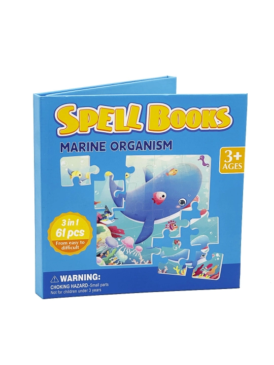 Детский 3D магнитный пазл “Spell Books” — 3 в 1, с 3 картинками, 48, 61, 75 деталей