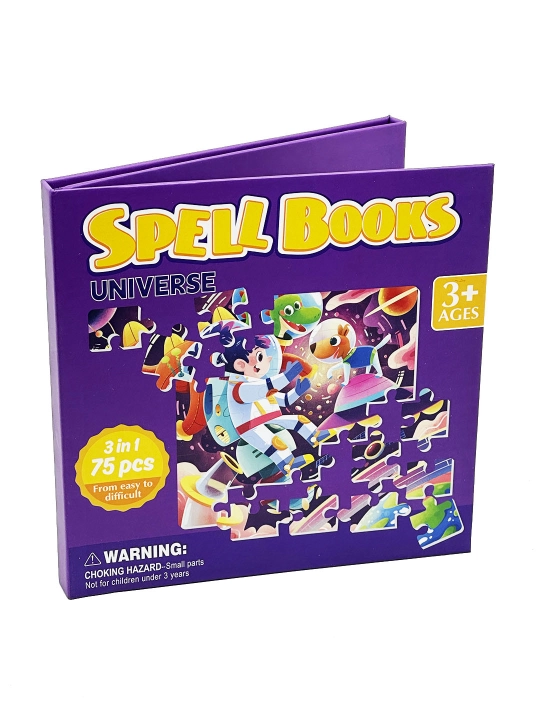 Детский 3D магнитный пазл “Spell Books” — 3 в 1, с 3 картинками, 48, 61, 75 деталей