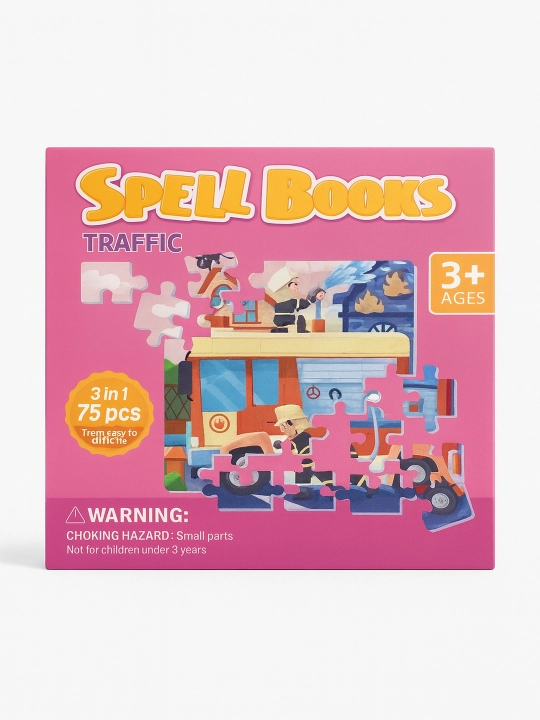Детский 3D магнитный пазл “Spell Books” — 3 в 1, с 3 картинками, 48, 61, 75 деталей