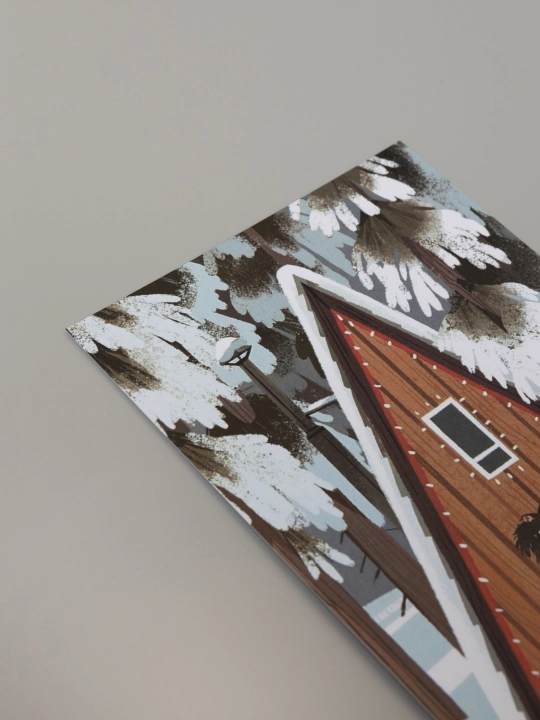 10×15 sm, formatdagi yangi yil otkritkasi, konvert bilan birga