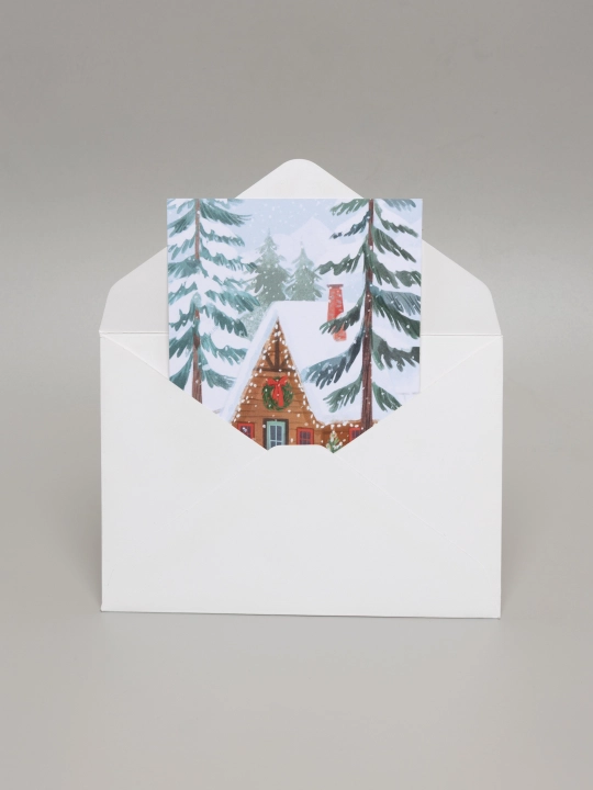Новогодняя открытка формата, 10×15 см, с конвертом в комплекте