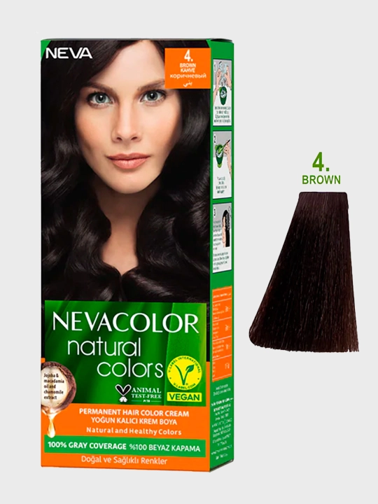 Краска для волос NEVACOLOR Natural Colors Creme, тон 4-0 Роскошный каштан 110МЛ