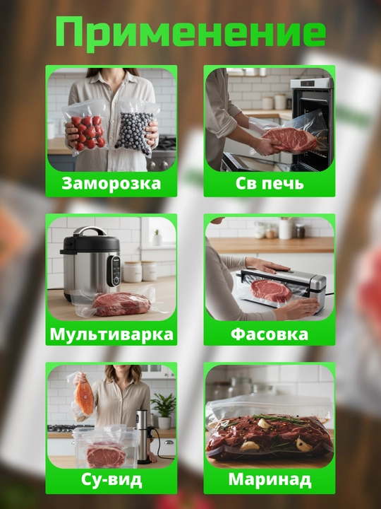 Пакеты для вакуумных упаковщиков, рифленые, в рулоне, разные размеры