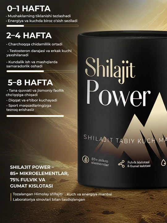 SHILAJIT POWER tabiiy Shilajit smolasi, 50 g
