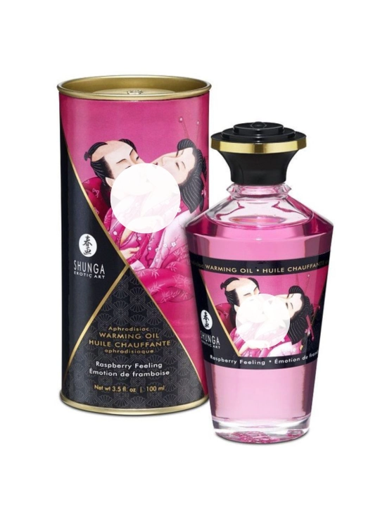 Согревающее съедобное масло для массажа Shunga Aphrodisiac Warming Oil – Raspberry Feeling - 