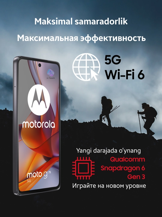 Motorola G75 smartfoni, 5G-telefon, NFC, 8/256 GB, 6.78’’, katta batareya 5000 mAsoat